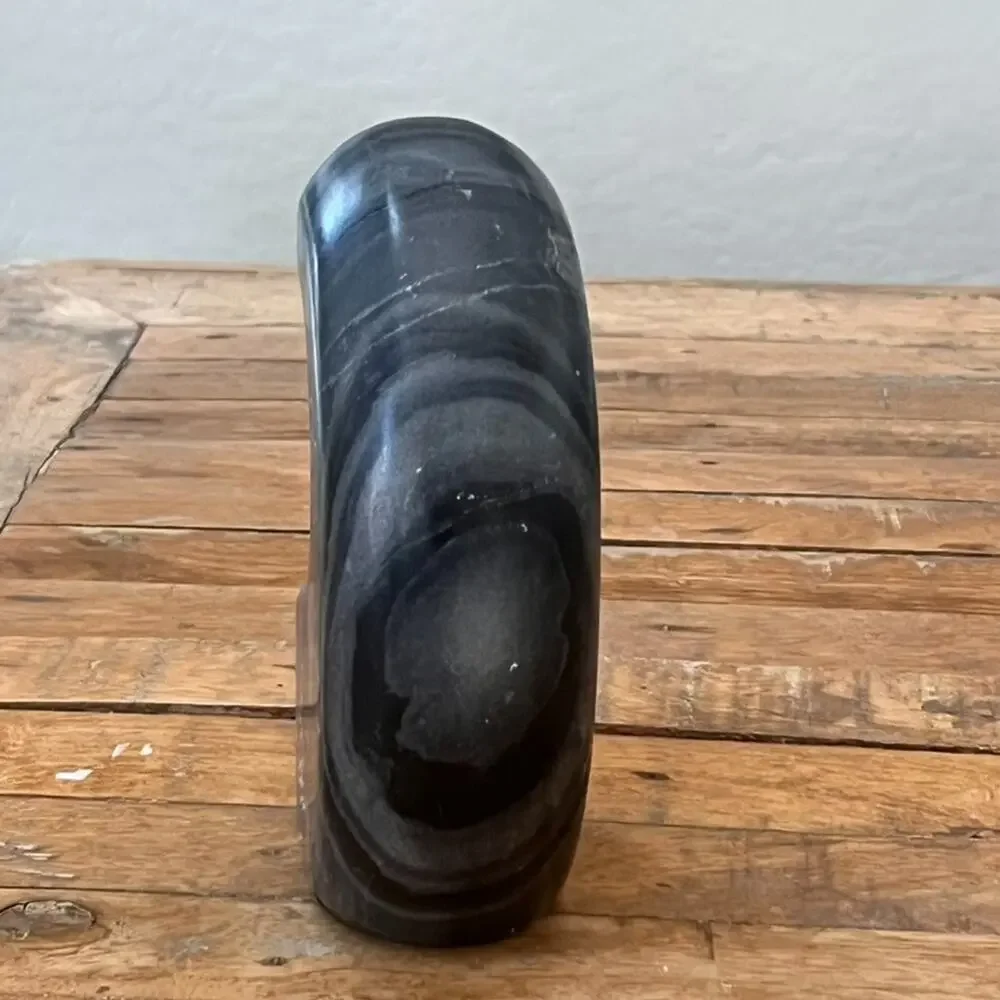 Perry Ellis x Mela Artisans Abstract Black Marble Sculpture 6.5 in Home Decor